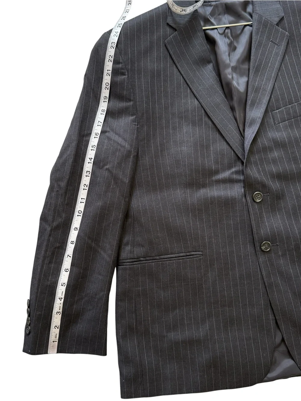 Ralph Lauren Mens Charcoal Gray Pinstriped Wool Sport Coat Blazer Jacket Sz 44S